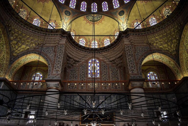 The interior domes of the Sultan Ahmed Mosque, Istanbul